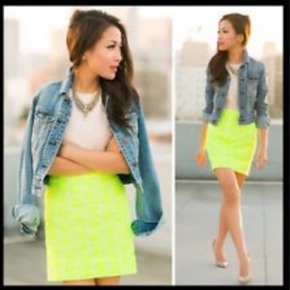 J. CREW Factory Green Floral Eyelet Lace Skirt - Picture 4 of 7